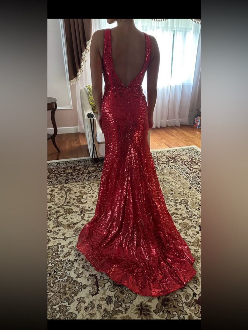 Red Sequin Mermaid Evening Gown
